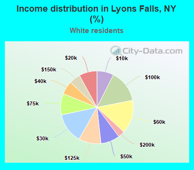 Income distribution in Lyons Falls, NY (%)
