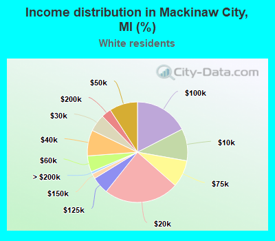 Income distribution in Mackinaw City, MI (%)