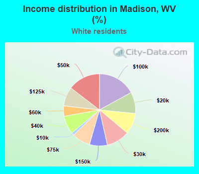Income distribution in Madison, WV (%)