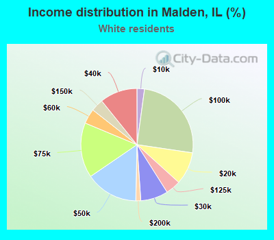 Income distribution in Malden, IL (%)