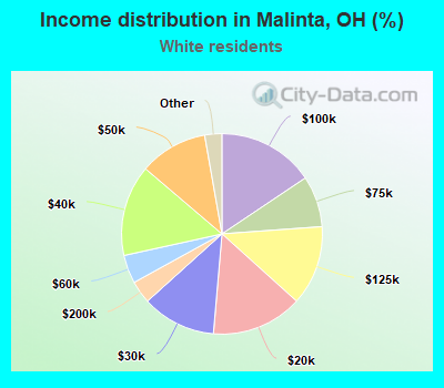 Income distribution in Malinta, OH (%)