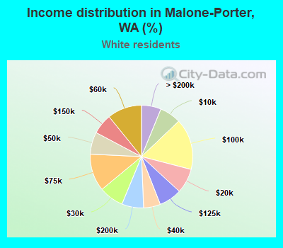 Income distribution in Malone-Porter, WA (%)