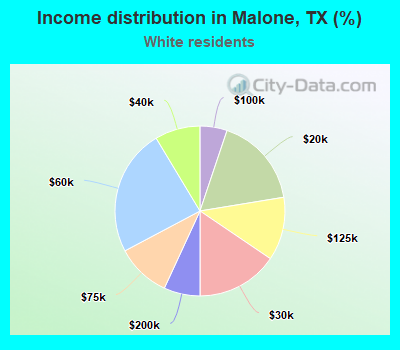 Income distribution in Malone, TX (%)