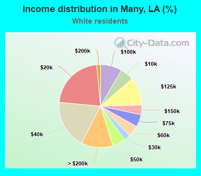 Income distribution in Many, LA (%)