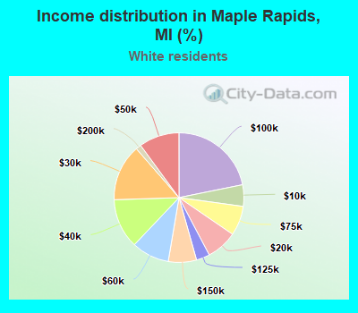 Income distribution in Maple Rapids, MI (%)