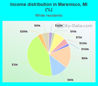Income distribution in Marenisco, MI (%)