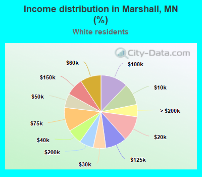 Income distribution in Marshall, MN (%)