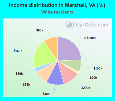 Income distribution in Marshall, VA (%)