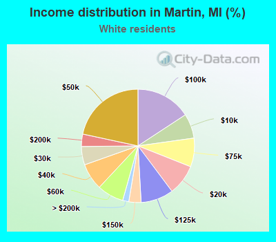 Income distribution in Martin, MI (%)