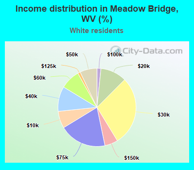 Income distribution in Meadow Bridge, WV (%)