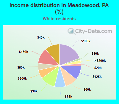 Income distribution in Meadowood, PA (%)