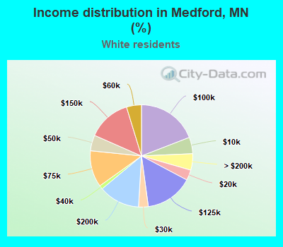 Income distribution in Medford, MN (%)