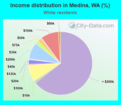 Income distribution in Medina, WA (%)