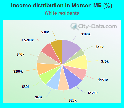 Income distribution in Mercer, ME (%)