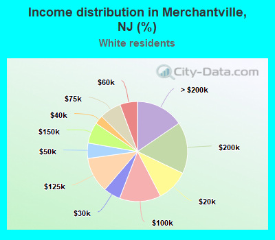 Income distribution in Merchantville, NJ (%)