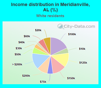 Income distribution in Meridianville, AL (%)