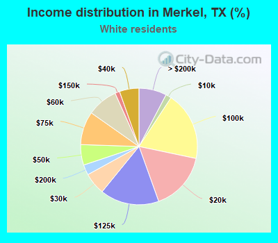 Income distribution in Merkel, TX (%)