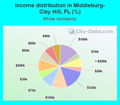 Income distribution in Middleburg-Clay Hill, FL (%)
