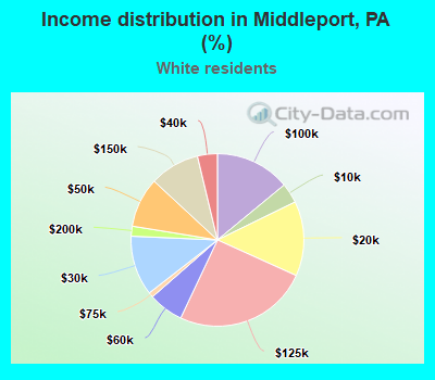 Income distribution in Middleport, PA (%)