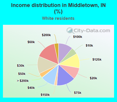 Income distribution in Middletown, IN (%)
