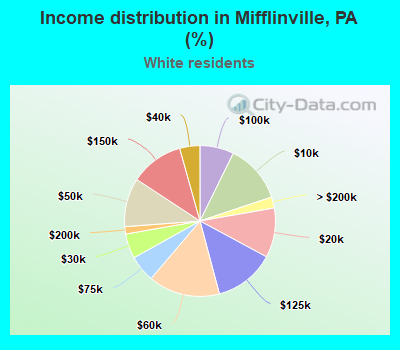 Income distribution in Mifflinville, PA (%)