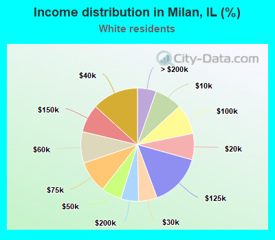 Income distribution in Milan, IL (%)
