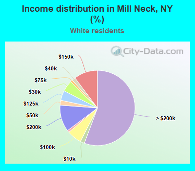 Income distribution in Mill Neck, NY (%)