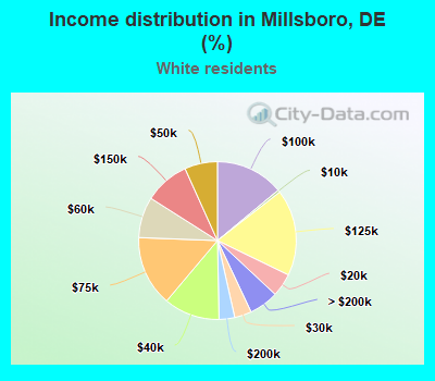 Income distribution in Millsboro, DE (%)