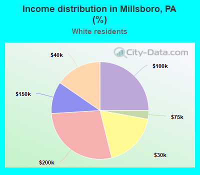 Income distribution in Millsboro, PA (%)
