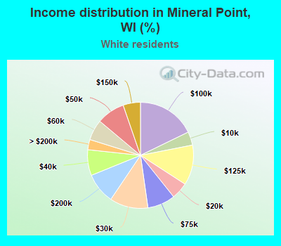 Income distribution in Mineral Point, WI (%)