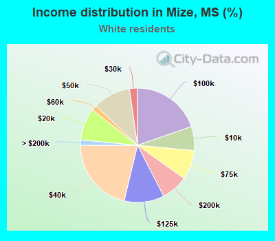 Income distribution in Mize, MS (%)