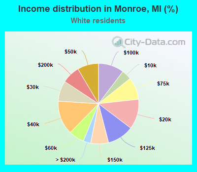 Income distribution in Monroe, MI (%)