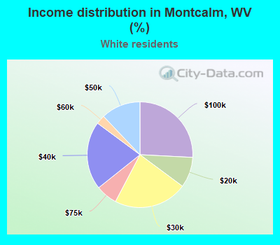 Income distribution in Montcalm, WV (%)
