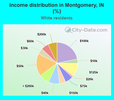 Income distribution in Montgomery, IN (%)