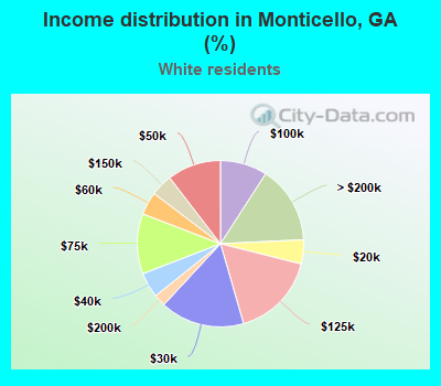 Income distribution in Monticello, GA (%)