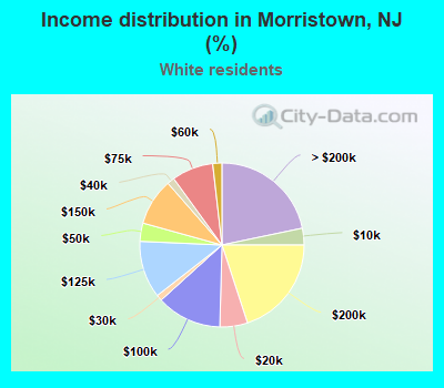 Income distribution in Morristown, NJ (%)