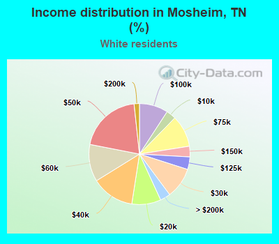 Income distribution in Mosheim, TN (%)