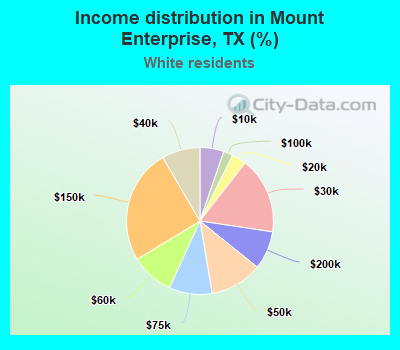 Income distribution in Mount Enterprise, TX (%)