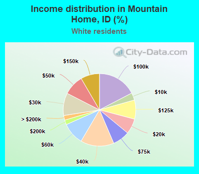 Income distribution in Mountain Home, ID (%)