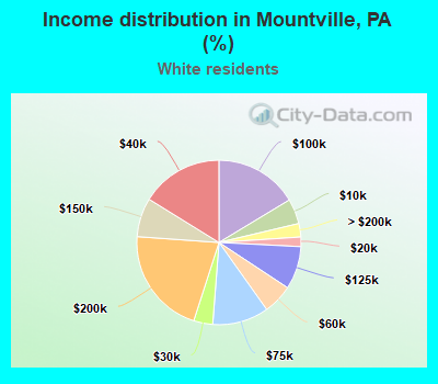 Income distribution in Mountville, PA (%)