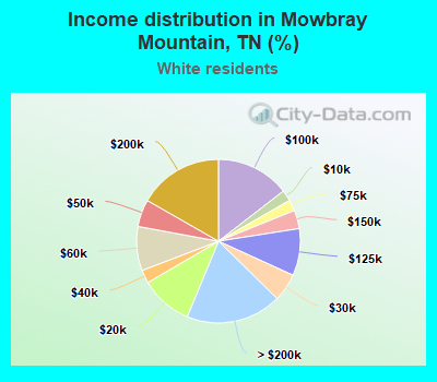 Income distribution in Mowbray Mountain, TN (%)