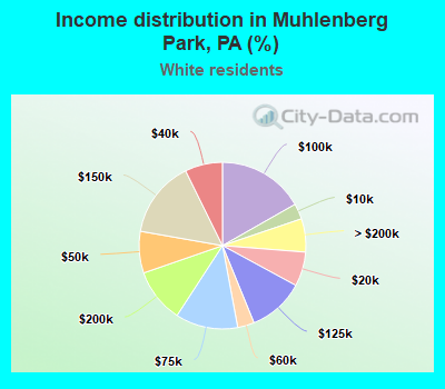 Income distribution in Muhlenberg Park, PA (%)