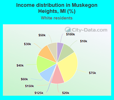 Income distribution in Muskegon Heights, MI (%)