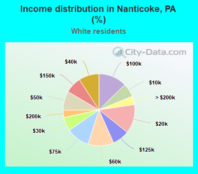 Income distribution in Nanticoke, PA (%)