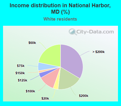 Income distribution in National Harbor, MD (%)