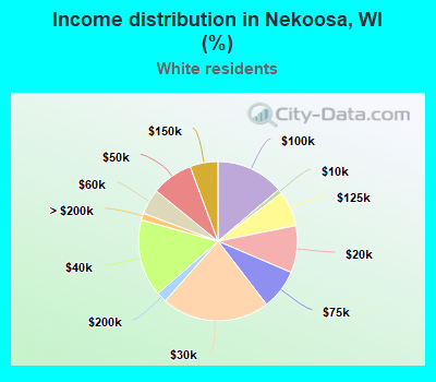 Income distribution in Nekoosa, WI (%)