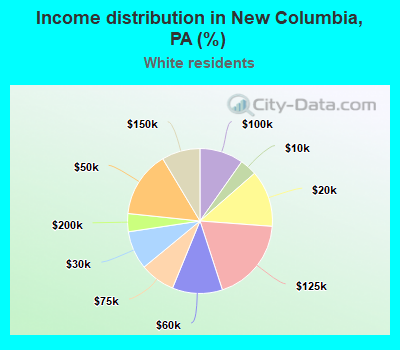 Income distribution in New Columbia, PA (%)