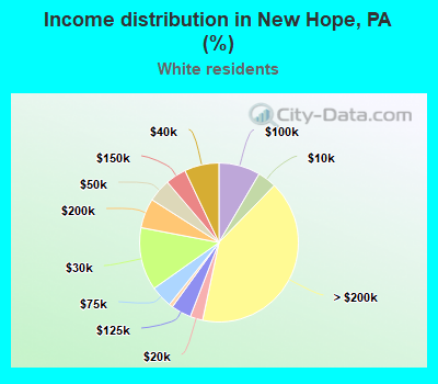 Income distribution in New Hope, PA (%)