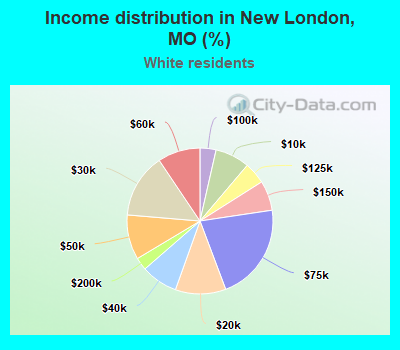 Income distribution in New London, MO (%)