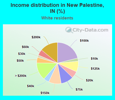 Income distribution in New Palestine, IN (%)